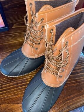 Two-Tone Waterproof Duck Boots - Brown and Black